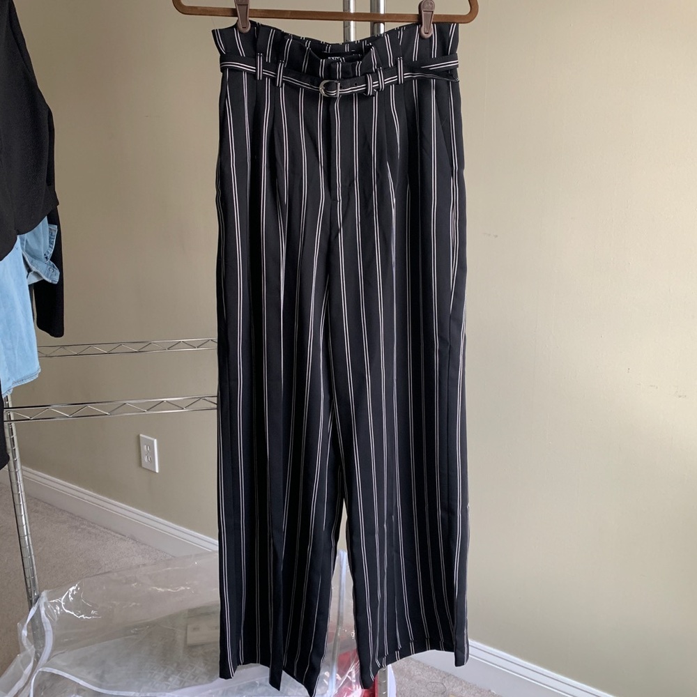 Express striped pants wide leg high rise